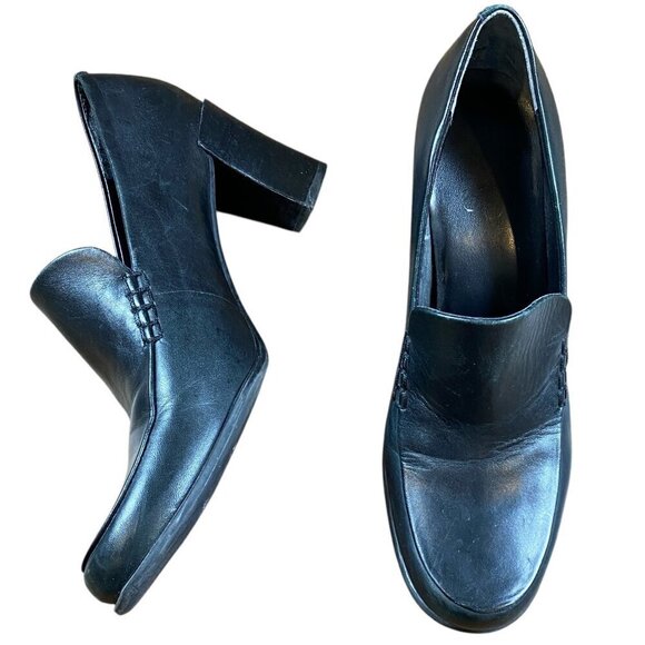 FRANCO SARTO Nolan Pump Loafers 7.5M Black Leather #329D - Picture 3 of 9